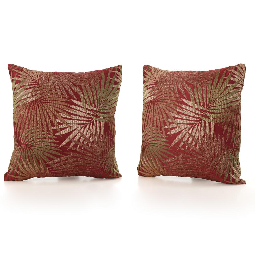 Noble House Coronado Tropical Red Square Outdoor Throw Pillow 2 Noble House Coronado Tropical Red
