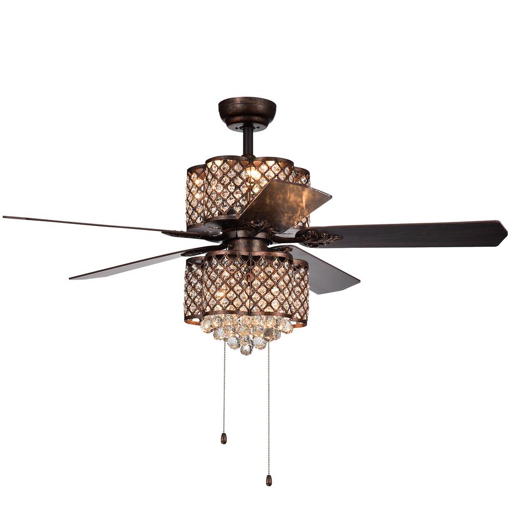 Warehouse Of Tiffany Quincy 52 In Indoor Rustic Bronze Ceiling Fan With Light Kit