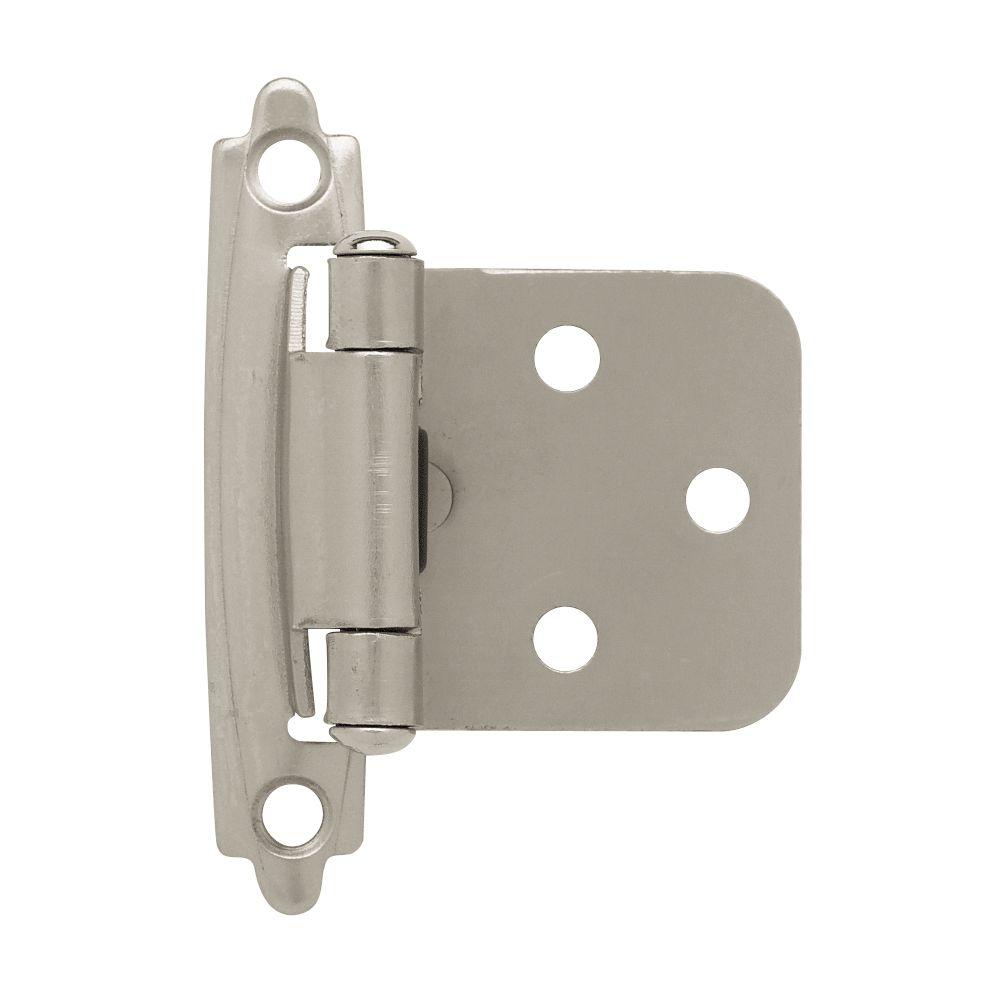 satin nickel self-closing overlay cabinet hinge (5-pairs)