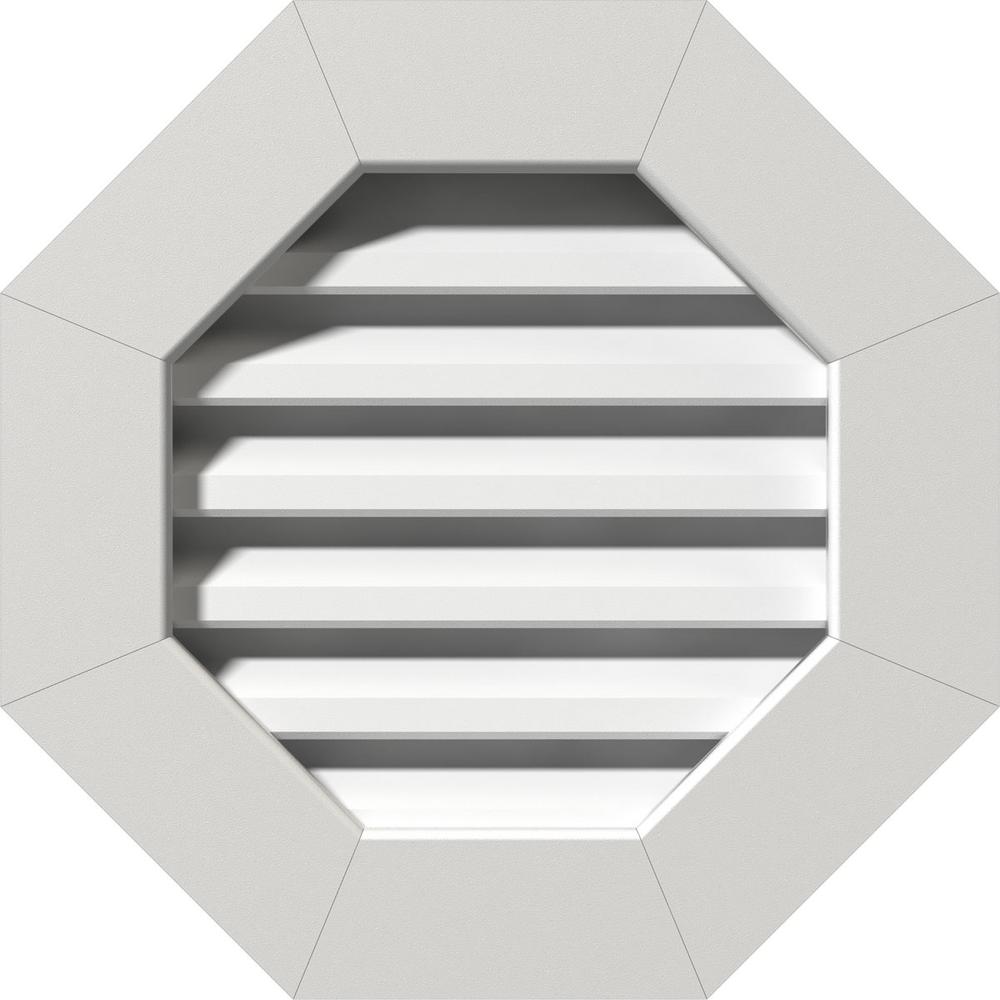 Ekena Millwork 19 In X Pvc Functional Octagonal Gable Vent Pvc Functional Octagonal Gable Vent With Flat Trim Frame Unfinished 24 In X Rough Opening