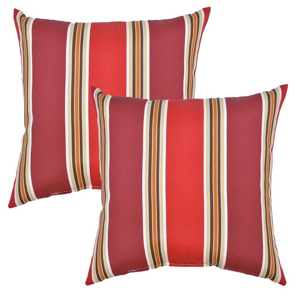 Plantation Patterns Chili Stripe Square Outdoor Throw Pillow 2