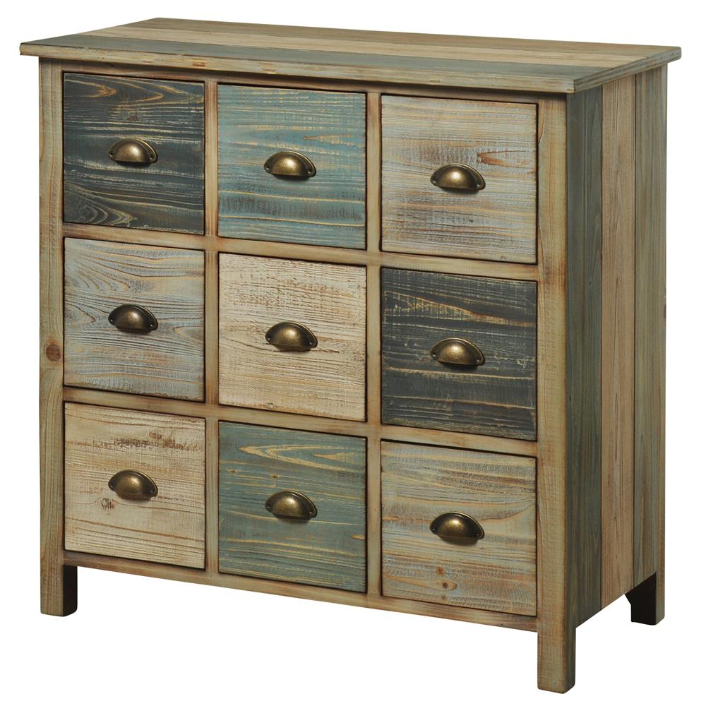 Multicolored Pastel Sanibel Nine Drawer Apothecary Chest