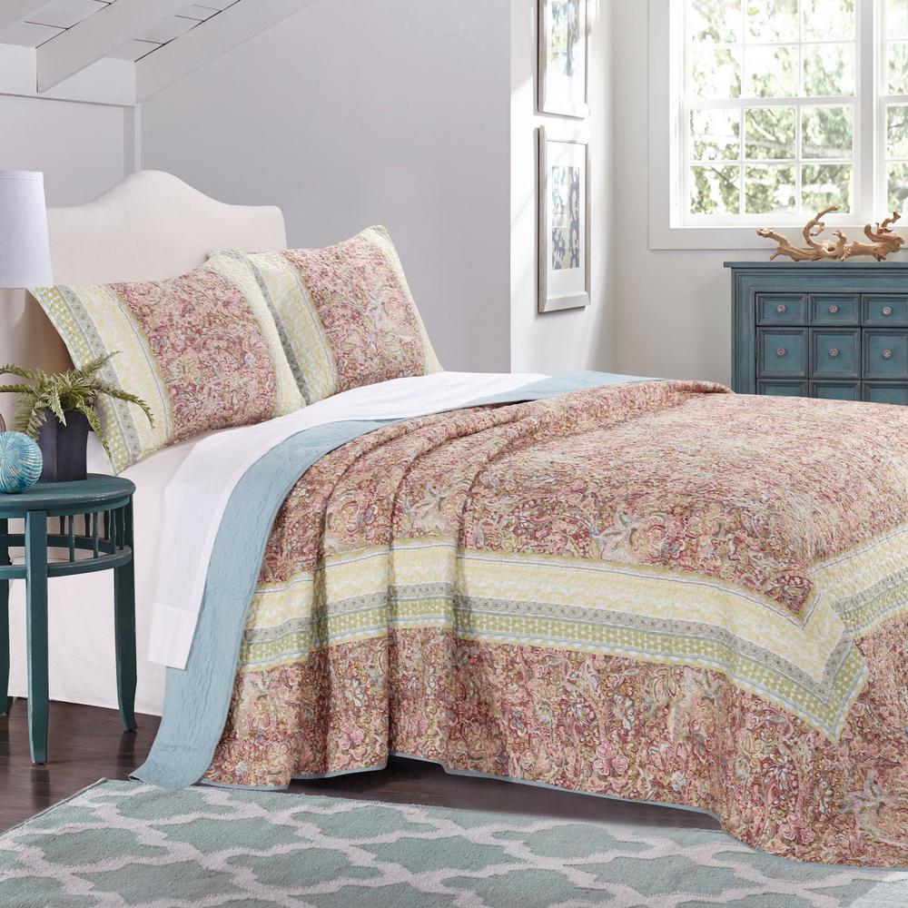 Barefoot Bungalow Palisades Pastel Bedspread Set 3 Piece King Gl
