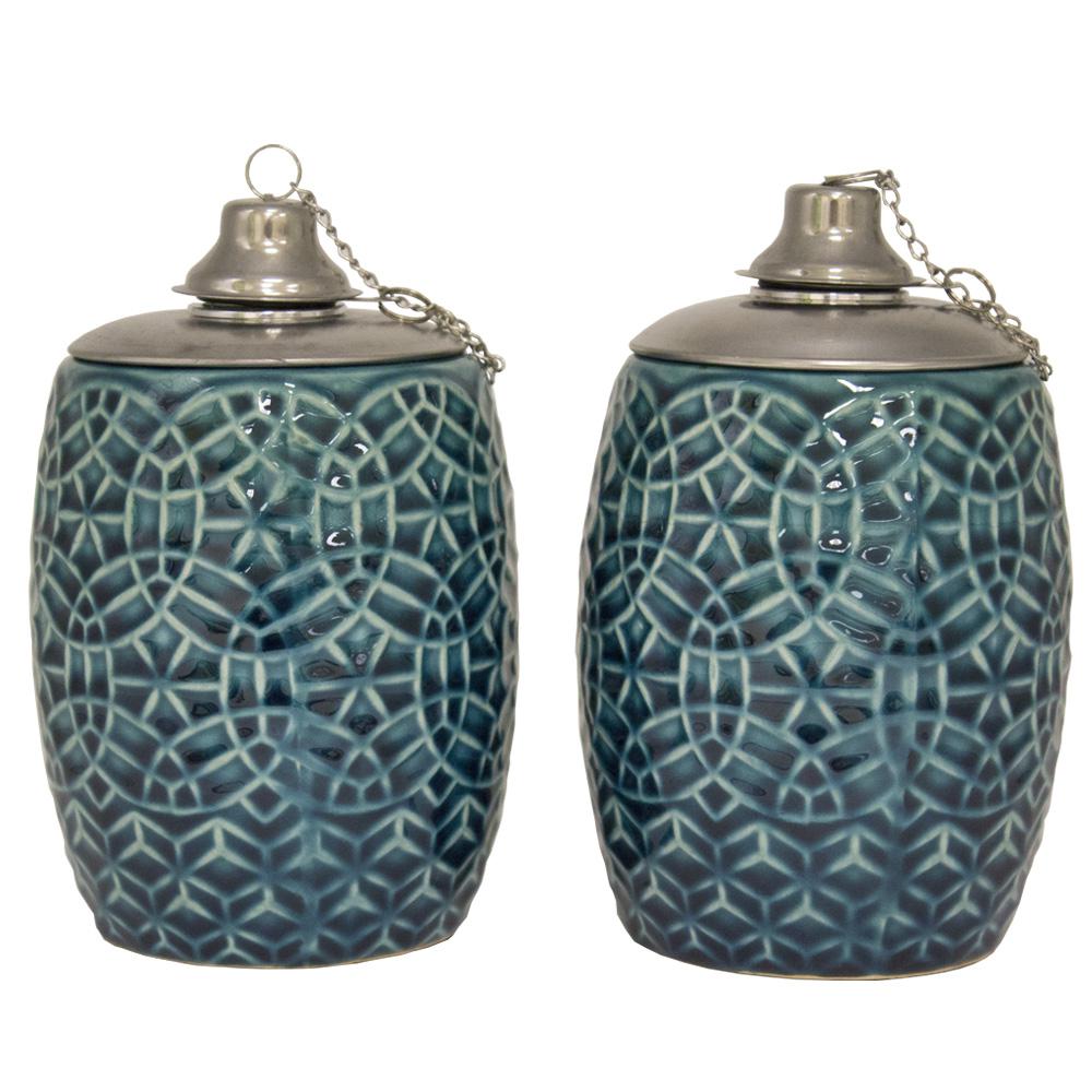 Trendspot 6 In Aqua Rivage Ceramic Tabletop Torch Set Of 2 Aqua Rivage Ceramic Tabletop Torch Set Of 2
