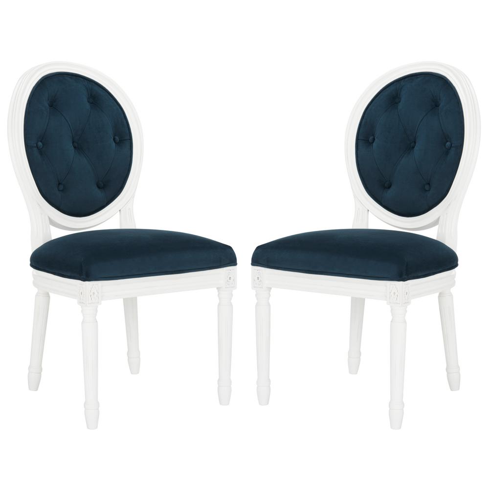 Safavieh Holloway Navy Tufted Oval Side Chair Set Of 2 Fox6235a Safavieh Holloway Navy Tufted Oval Side Chair Set Of 2