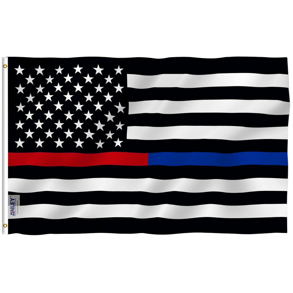 Fly Breeze 3 Ft X 5 Ft Polyester Thin Blue And Red Line Usa Flag