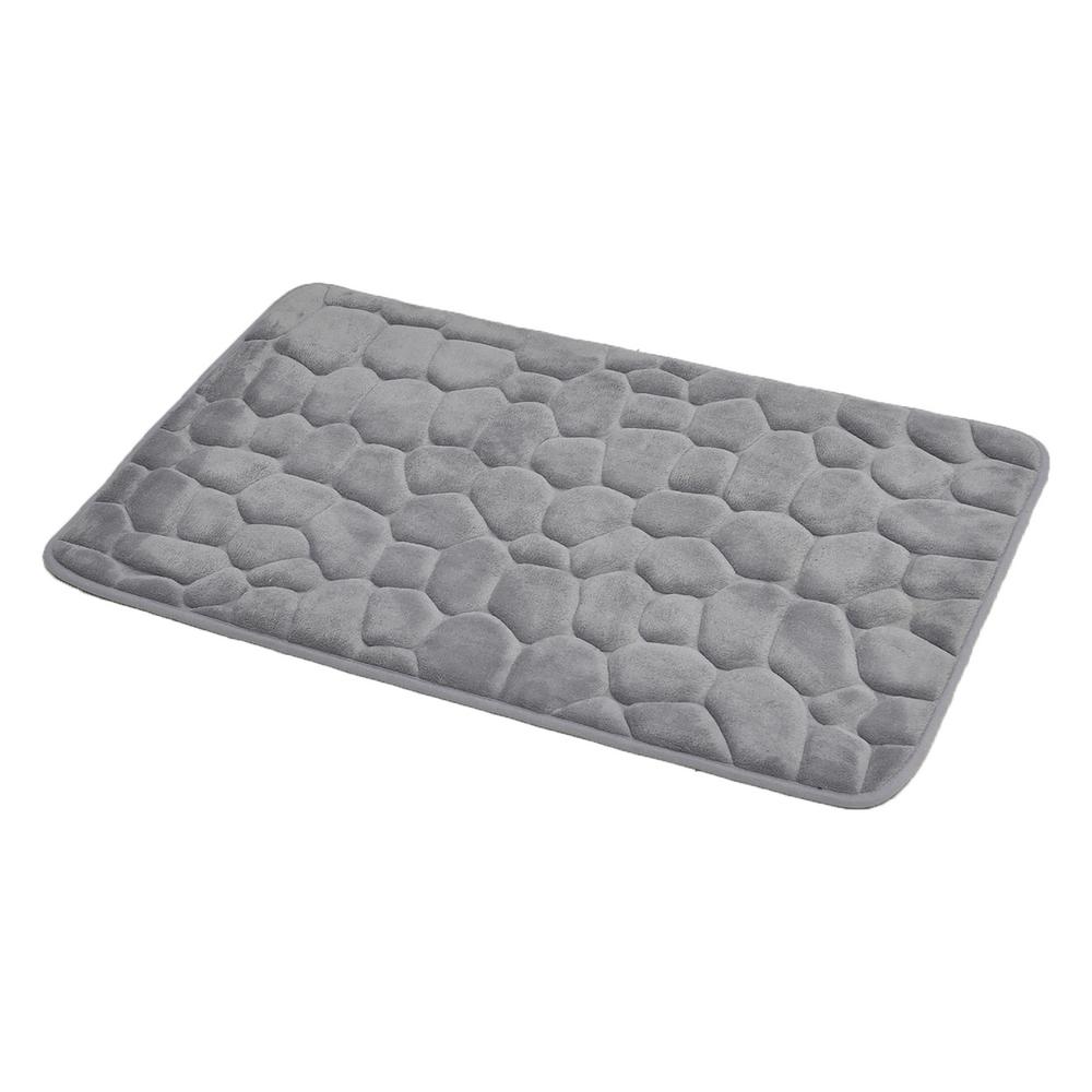 3d Cobble Stone Shaped Memory Foam Bath Mat Microfiber Non Slip