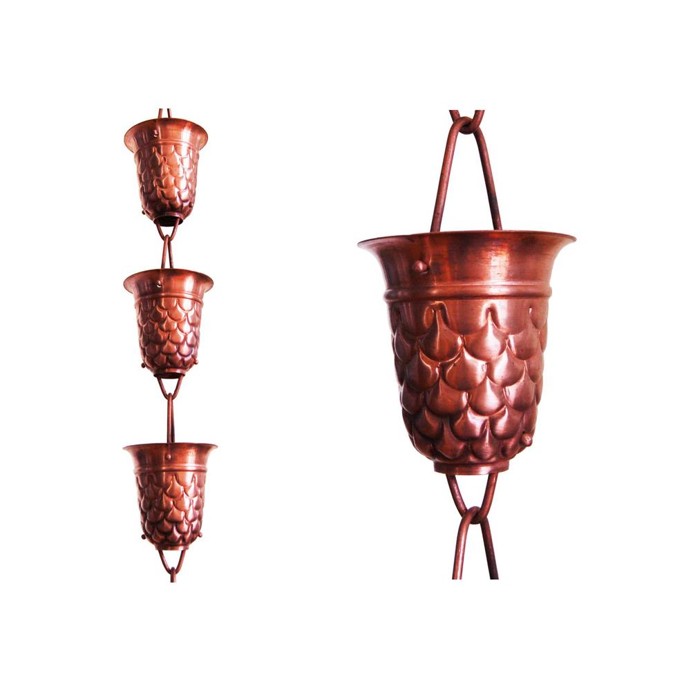 Unitt 8.5 ft. Pure Copper Pine Cone Rain Chain5550 The Home Depot