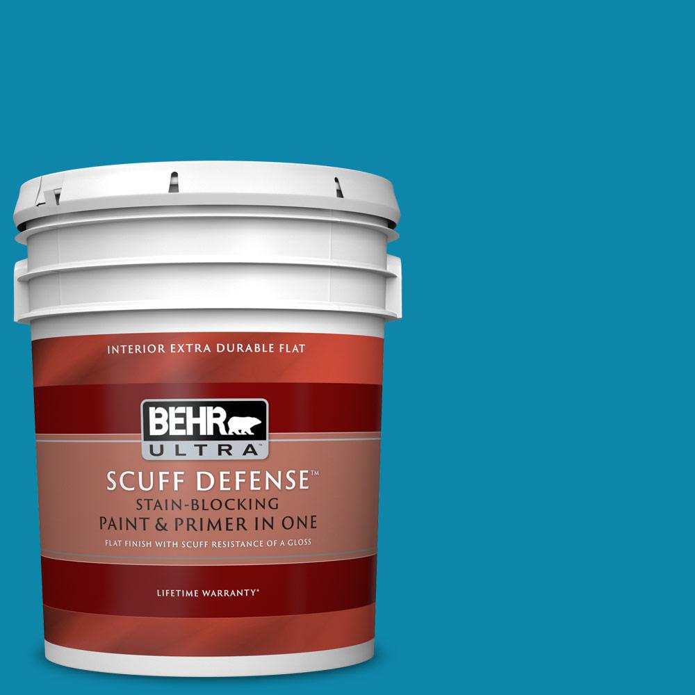 Behr Ultra 5 Gal. #p490-6 Hacienda Blue Extra Durable Flat Interior Paint And Primer In One
