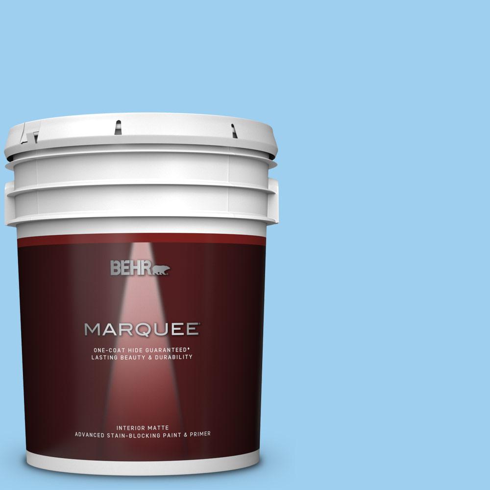 BEHR MARQUEE 5 gal. #P500-3 Spa Blue Matte Interior Paint and Primer in ...