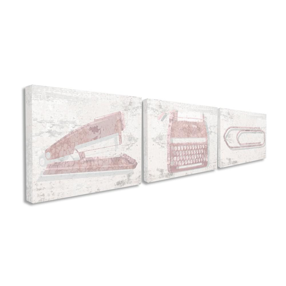 The Stupell Home Decor Collection 16 In X 20 In Dusty Rose Pink Office Supplies By Artist Daphne Polselli Canvas Wall Art 3pieces Mwp 472 Cn 3pc 16x20 The Home Depot