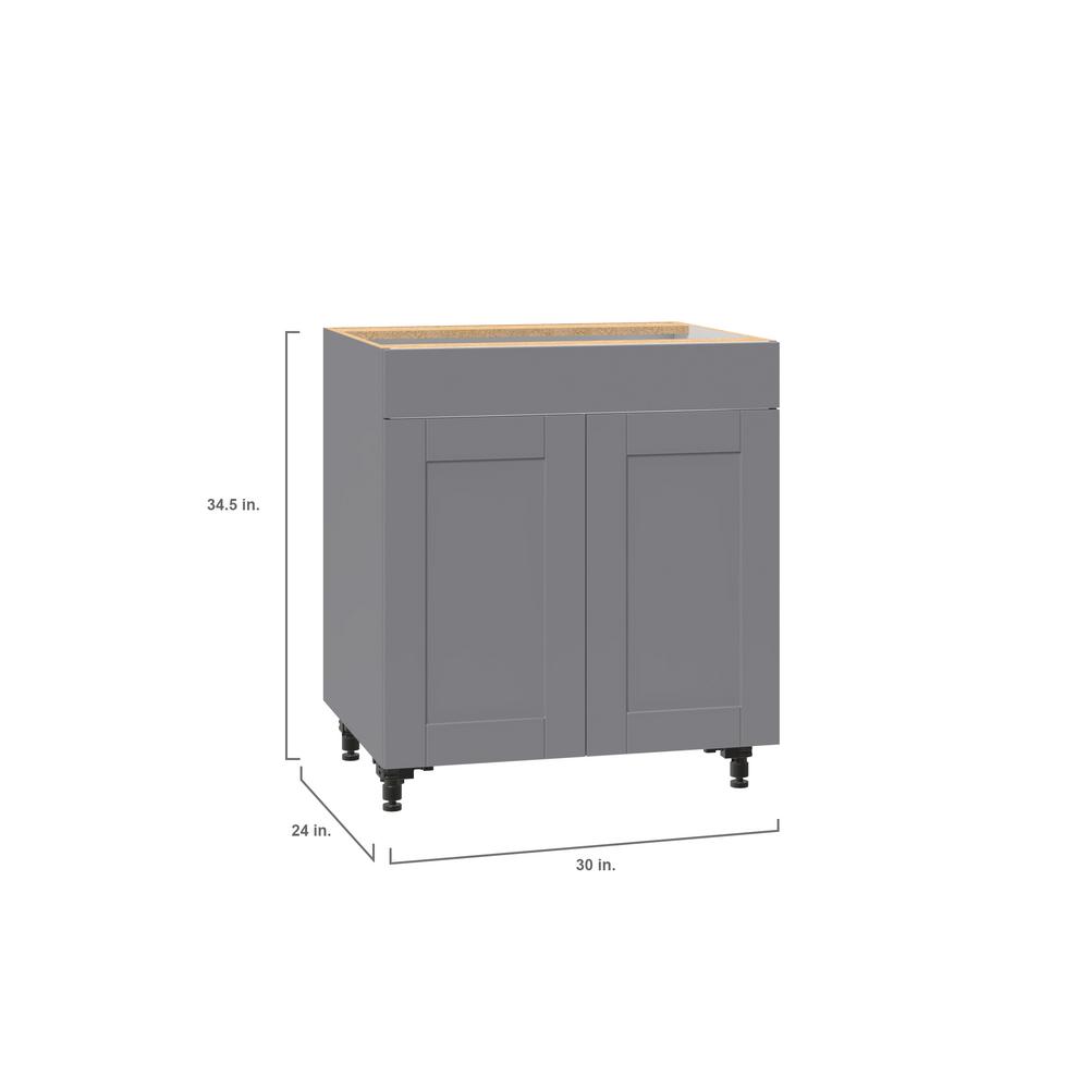 J Collection Shaker Assembled 30 In X 34 5 In X 24 In Sink Base Cabinet With False Drawer Front In Gray Sb30ff Gs The Home Depot