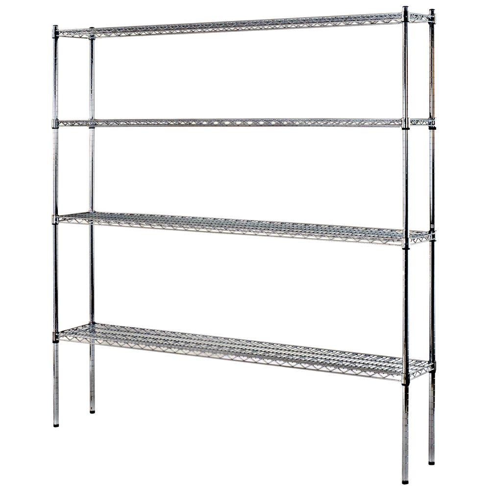 Sandusky Chrome 4Tier Heavy Duty Steel Garage Storage Shelving (72 in