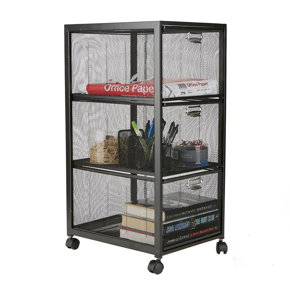 Mind Reader 3 Tiered Drawer Cart Office Cart Metal Storage