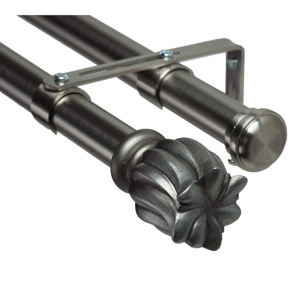 Art Decor 96 in. NonAdjustable 11/8 in. Double Window Curtain Rod Set