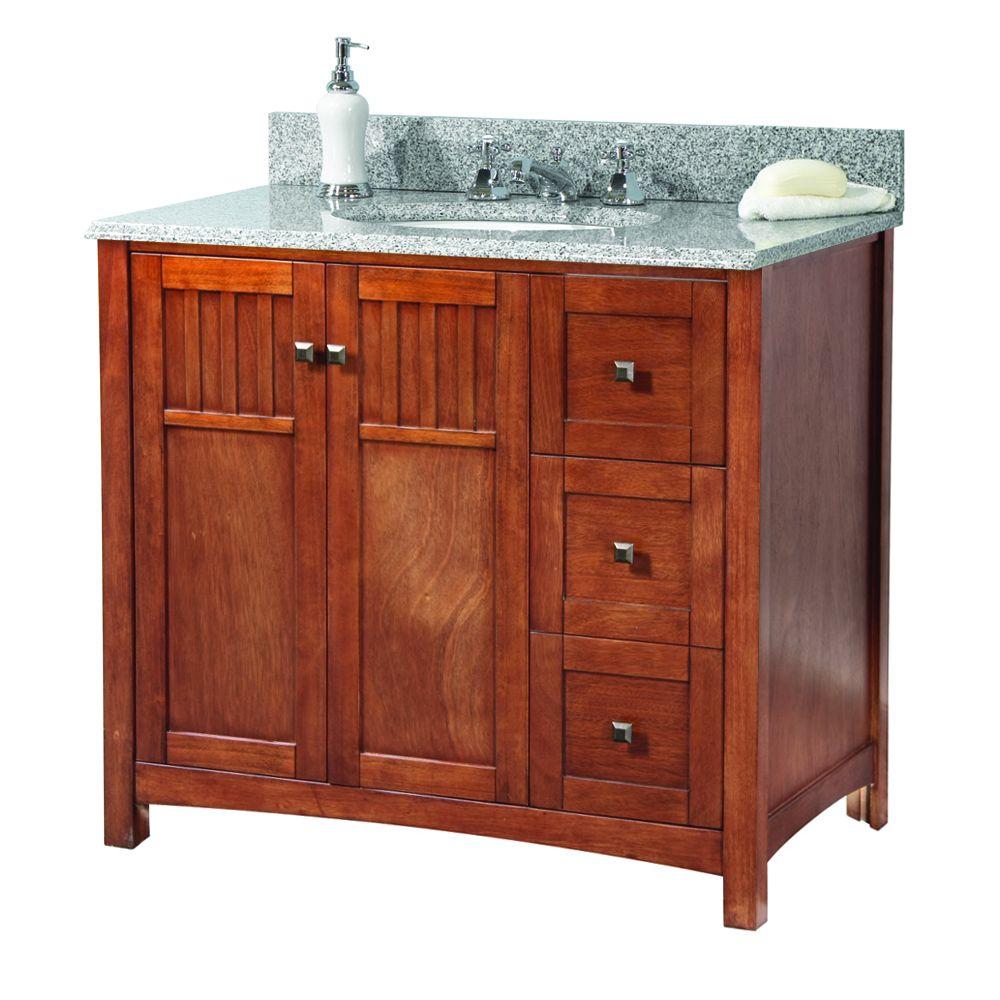 Foremost Knoxville 37 in. W x 22 in. D Vanity in Nutmeg with Granite
