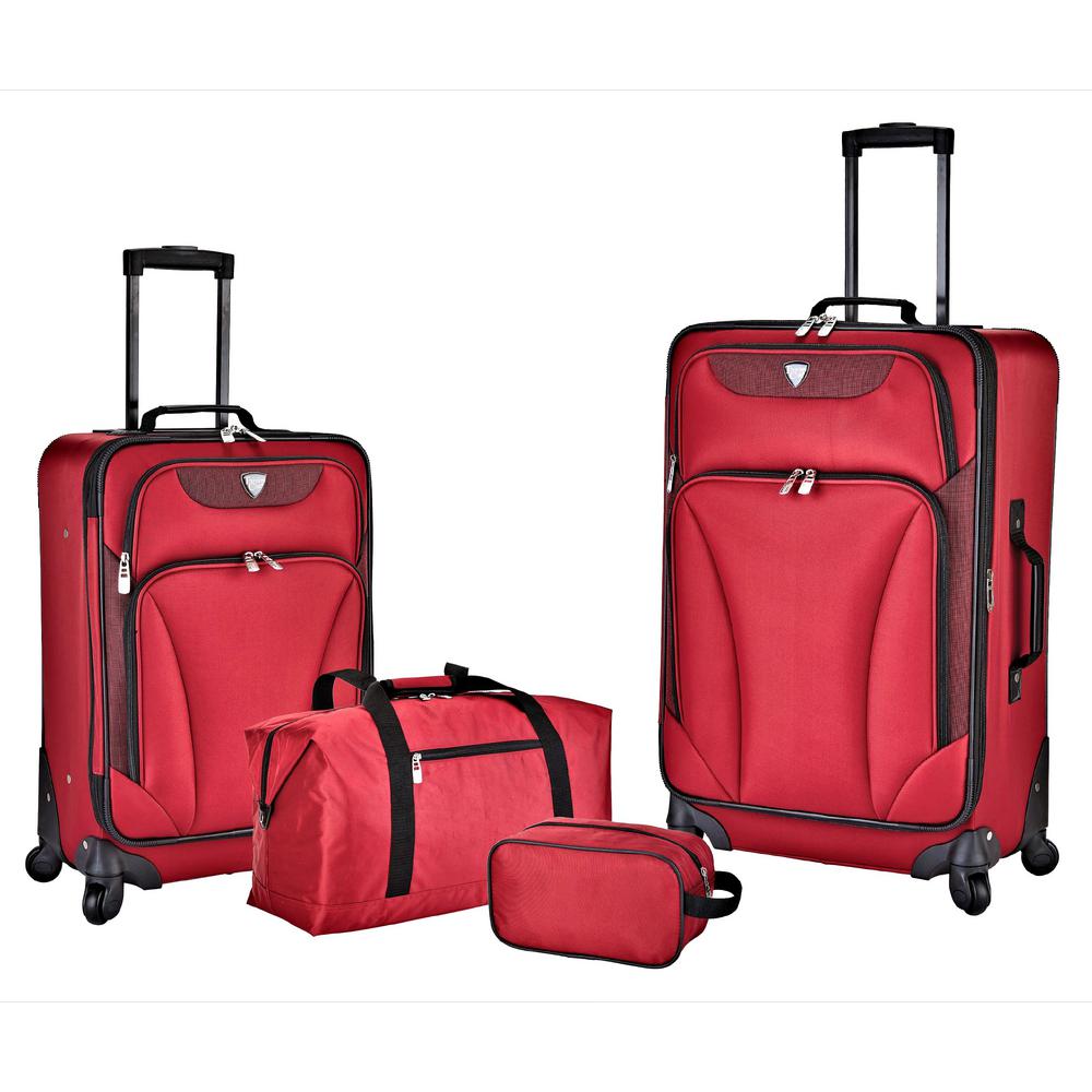 Travelers Club 3-Piece Red Expandable Vertical Rolling Luggage Set with ...