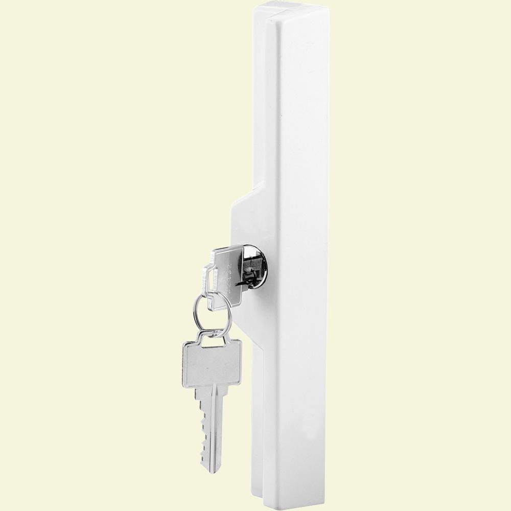 Prime Line Diecast White Outside Patio Door Pull With Key C 1120 The Home Depot