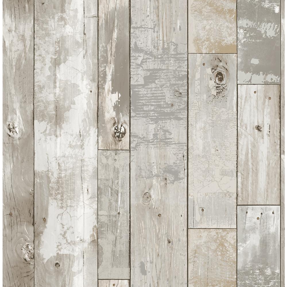 Visalia Deena Grey Distressed Wood Paper Strippable Wallpaper Roll (Covers 56.4 sq. ft.)