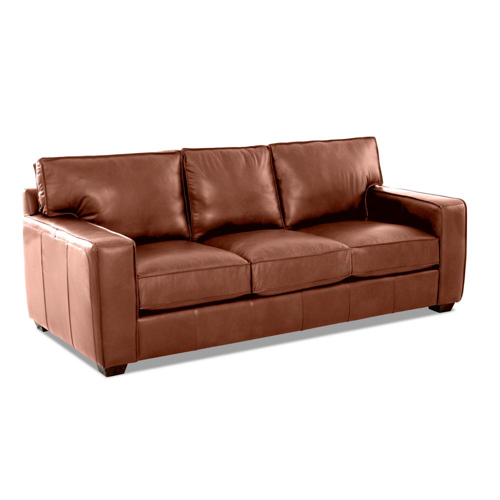 Avenue 405 Drake Leather Down Blend Sofa In Chestnut Drake Leather Down Blend Sofa