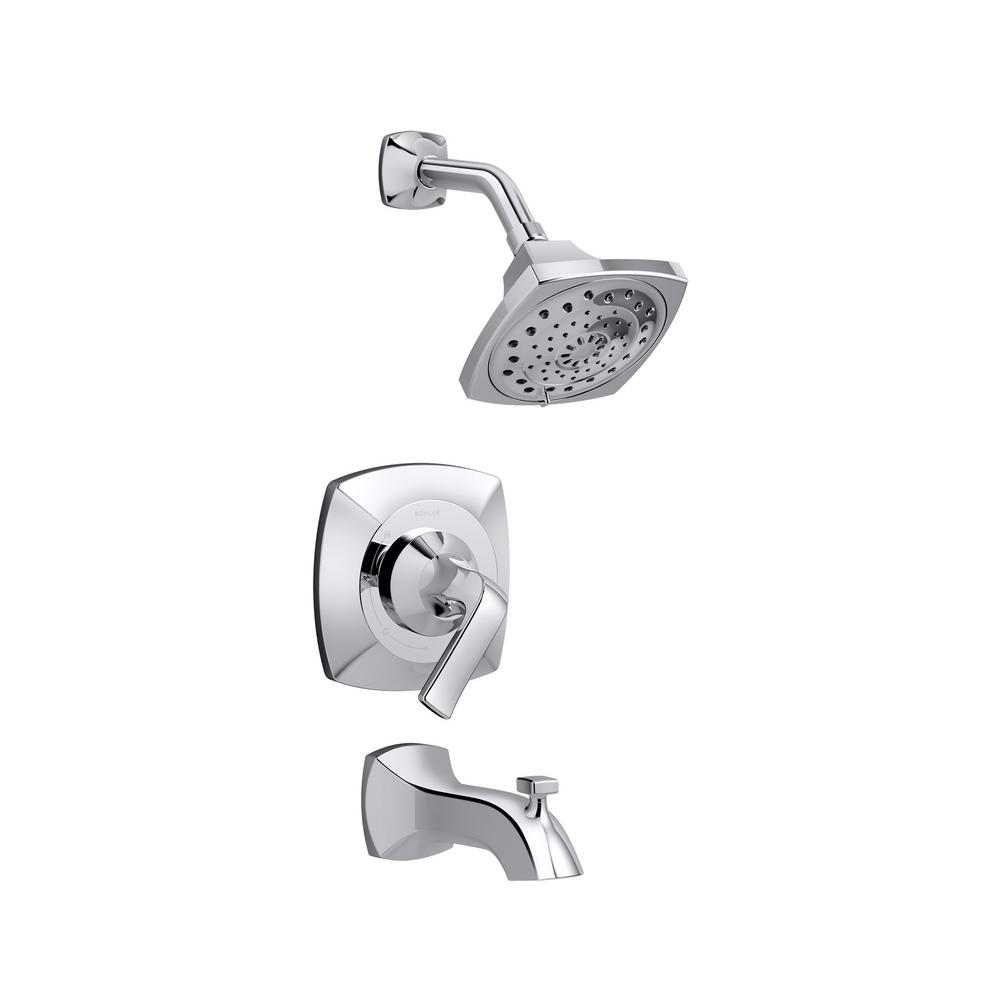 KOHLER Rubicon Single-Handle 3-Spray Wall-Mount Tub and Shower Faucet in Polished Chrome (Valve Included)