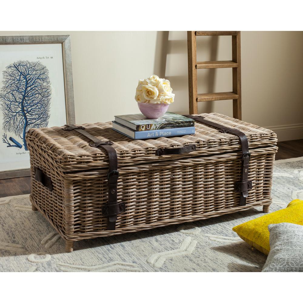 Safavieh Navarro Rattan Gray Coffee Table Trunk-SEA7022B - The Home Depot