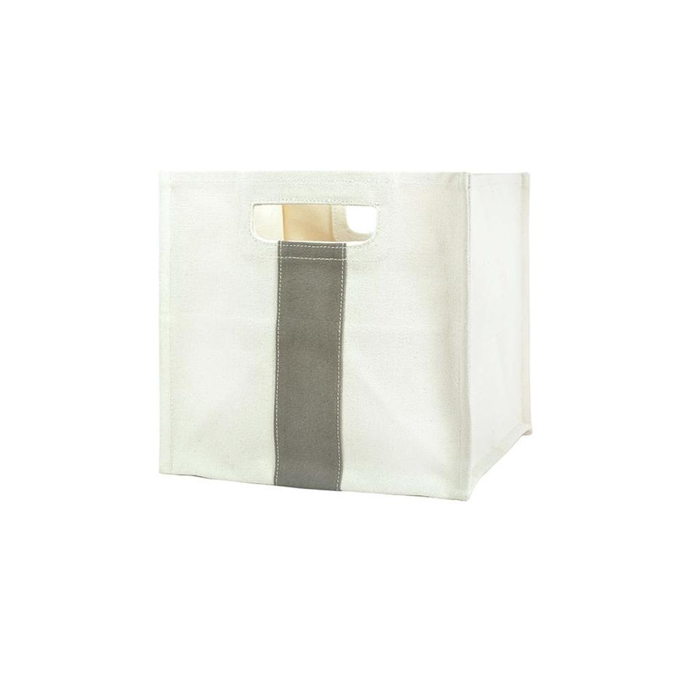 Home Decorators Collection 11 inch W x 10.5 inch H Canvas Grey Stripe Storage... by Home Decorators Collection