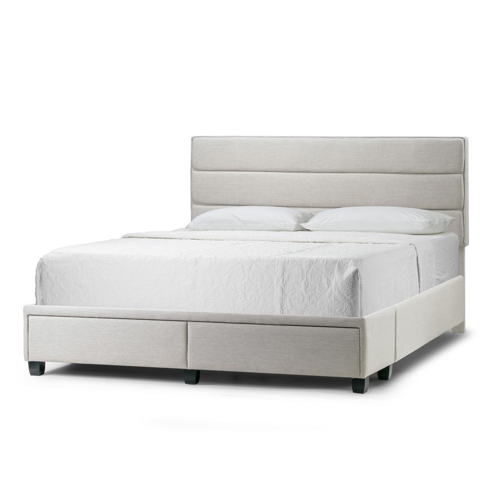 Glamour Home Arnia Beige Fabric Queen Bed Captain S With 2 Storage Drawers Ghub 1382 The Depot - Beige Queen Bed Frame With Storage Glamour Home Arnia Beige Fabric Queen Bed Captain S With 2 Storage Drawers Ghub 1382 The Depot - Beige Queen Bed Frame With Storage