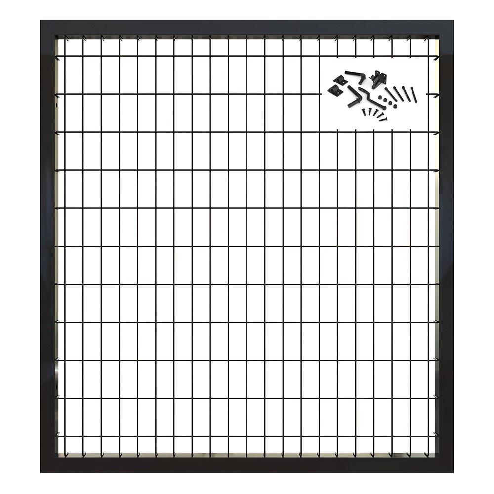 4 ft. W x 6 ft. H Black Iron Swinging Wood Block Wall Fence Gate46IG