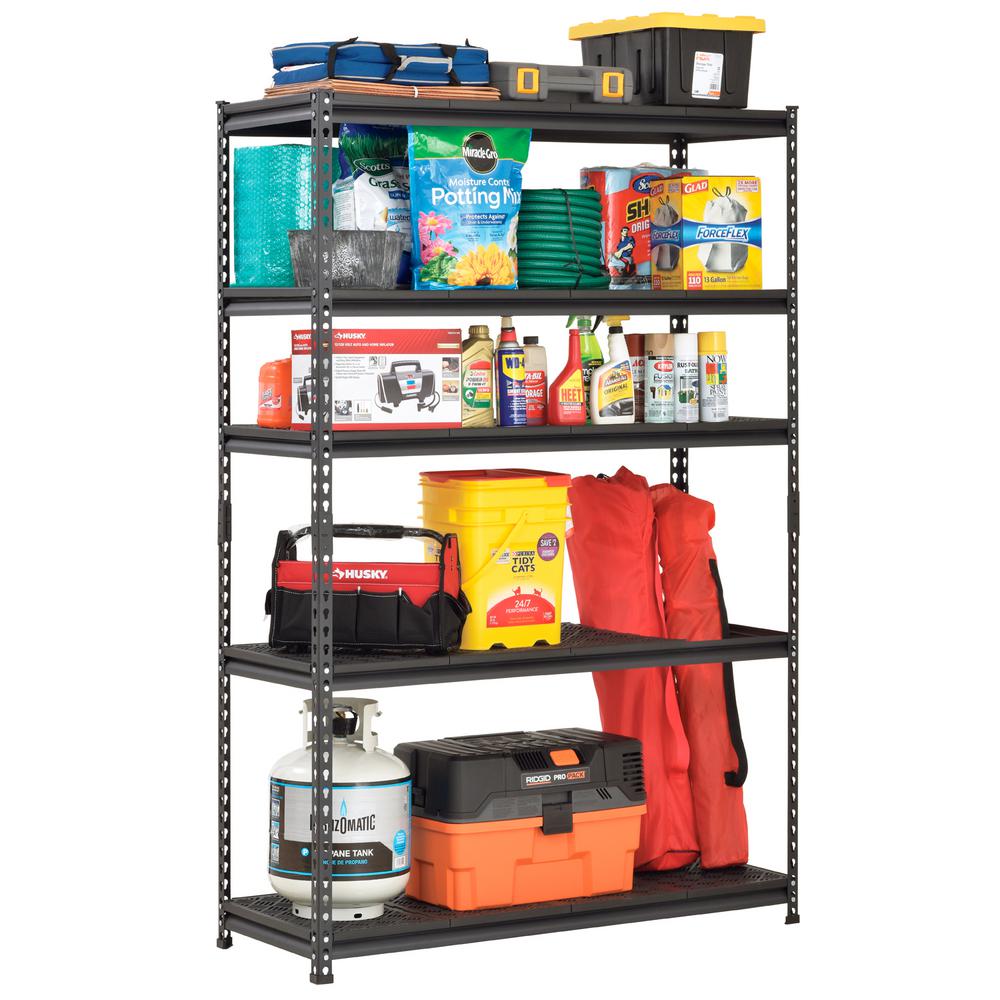 Husky Black 5-tier Heavy Duty Steel Garage Storage Shelving (48 In. W X 