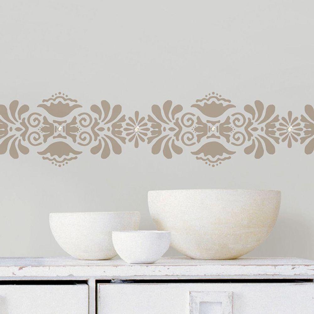 Unbranded 5.25 in. x 144 in. Kolkata Stripe with Jewels Wall Decal