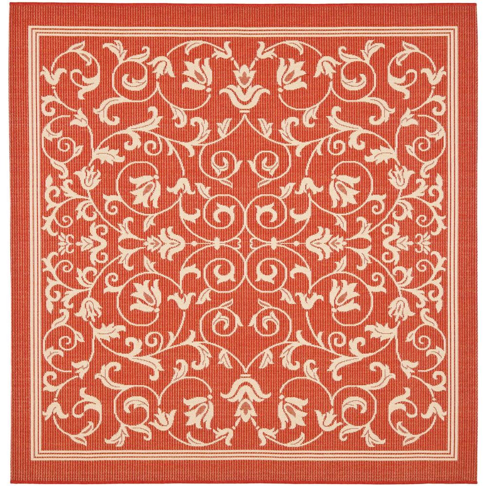 Safavieh Courtyard Red/Natural 7 ft. 10 in. x 7 ft. 10 in. Indoor