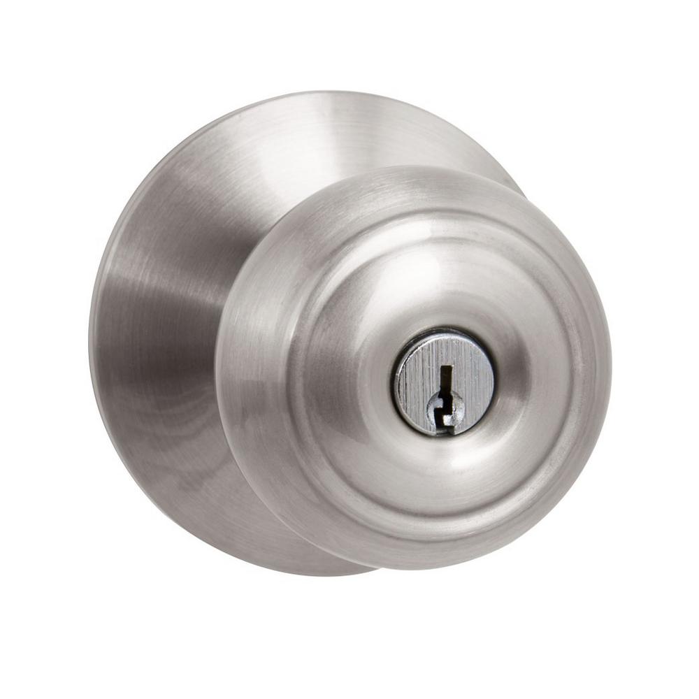 Defiant Fancy Mushroom Satin Nickel Keyed Entry Door Knob