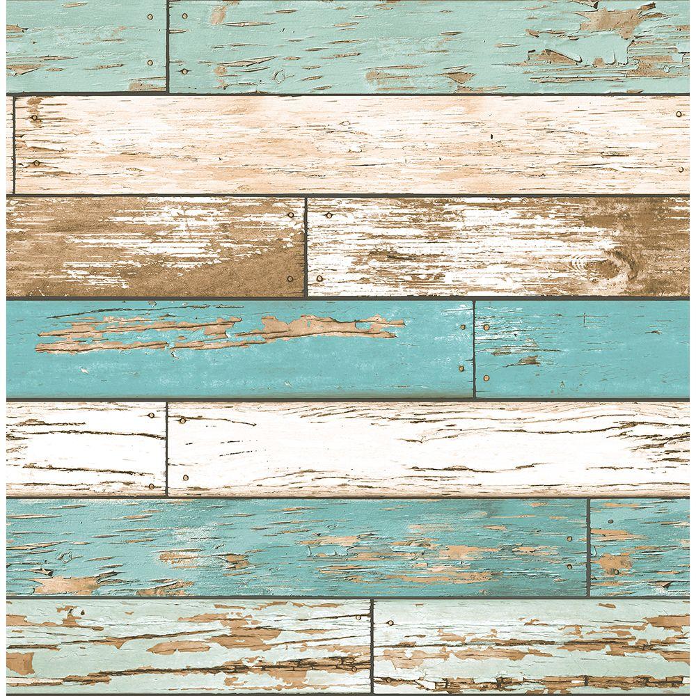 Brewster Levi Turquoise Scrap Wood Paper Strippable Roll Wallpaper Covers 56 4 Sq Ft 2701 The Home Depot