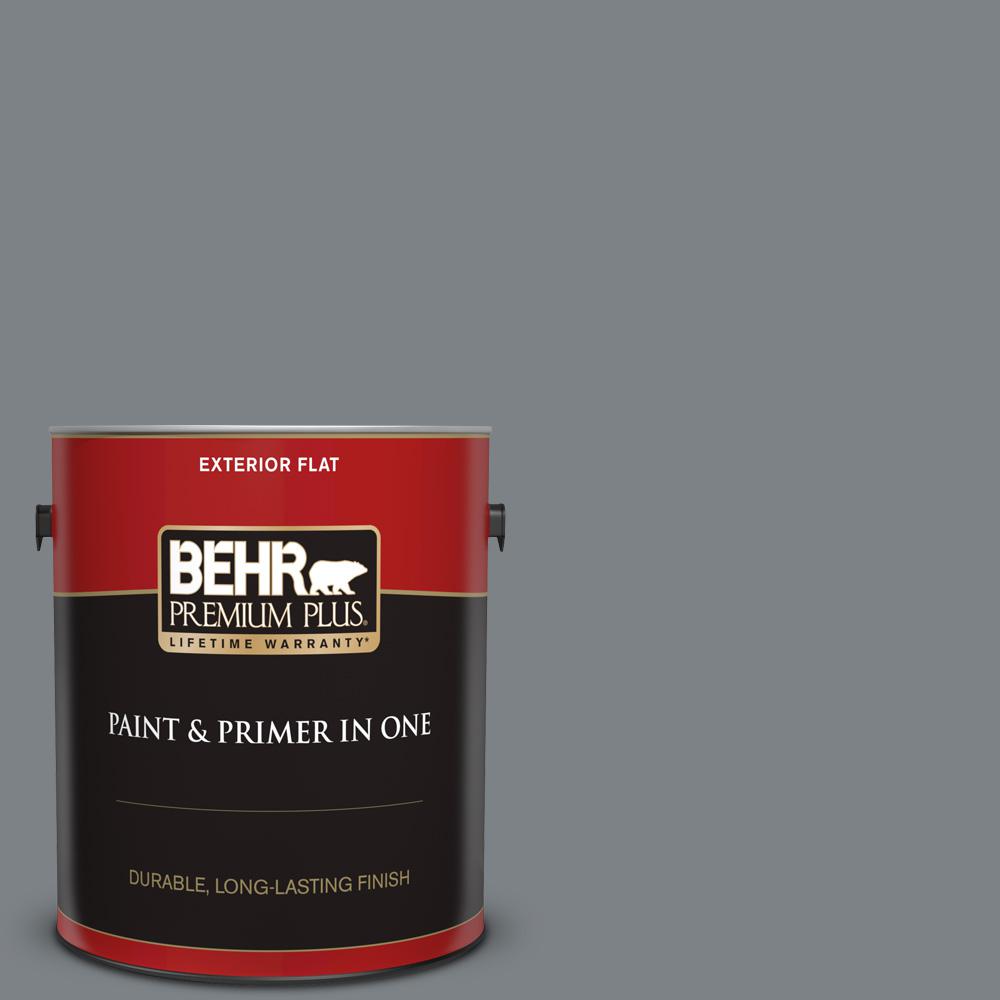 Behr Premium Plus 1 Gal Ppu26 03 Legendary Gray Flat Exterior Paint And Primer In One 440001 The Home Depot