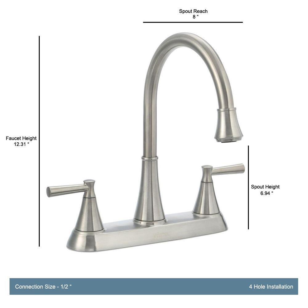 Pfister Cantara High Arc 2 Handle Standard Kitchen Faucet With Side Sprayer In Stainless Steel F 036 4crs The Home Depot