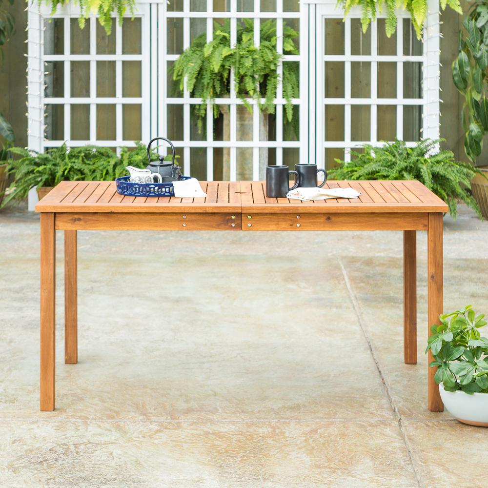 Brown Rectangle Acacia Wood Simple Outdoor Dining Table-HDWSDTBR - The