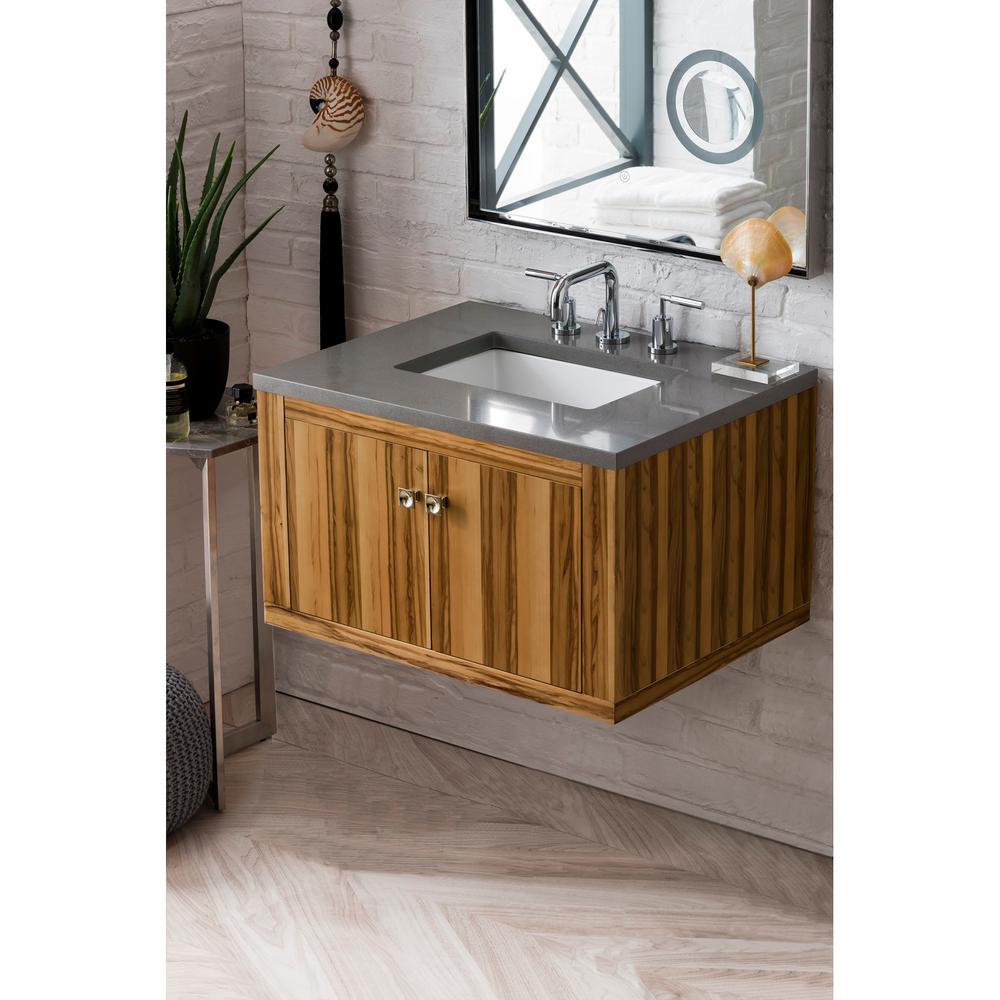 James Martin Vanities Silverlake 30 in. Single Bath Vanity in Natural Apple Wood with Quartz