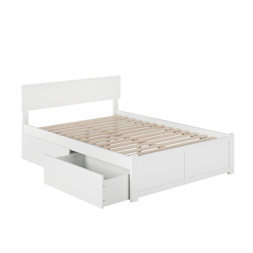 Atlantic Furniture Orlando White Full Platform Bed with Flat Panel 