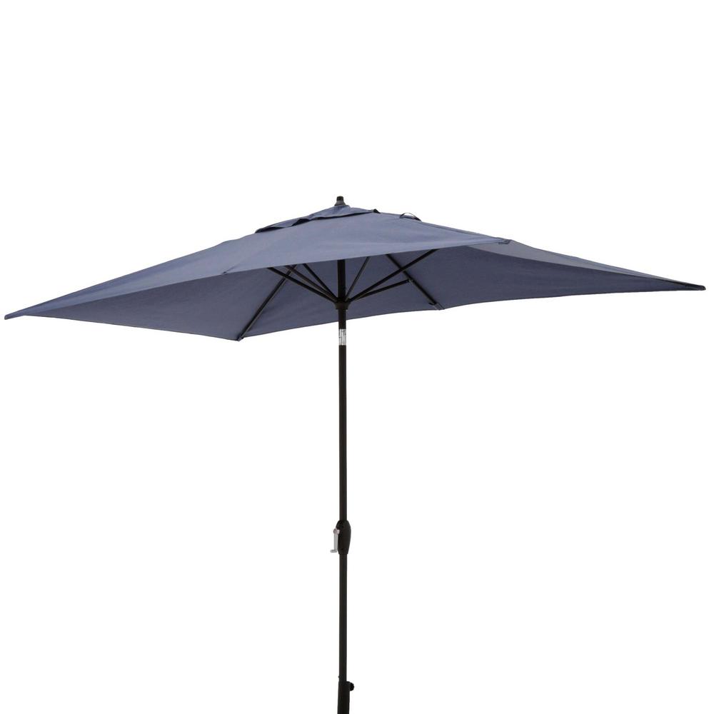 Hampton Bay 10 Ft X 6 Ft Aluminum Patio Umbrella In Sky Blue With Push Button Tilt 9106 01298800 The Home Depot