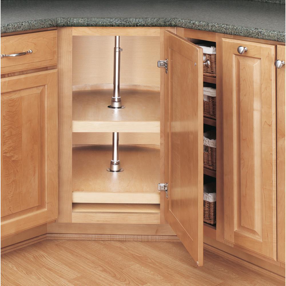 Rev A Shelf 26 In H X 31 In W X 31 In D Wood 2 Shelf D Shape Lazy Susan Set