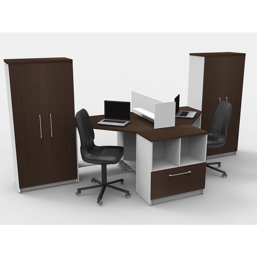 Ofislite 6 Piece White Espresso Office Reception Desk