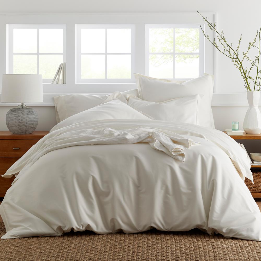 The Company Store Ivory Solid Bamboo Cotton Sateen King Duvet