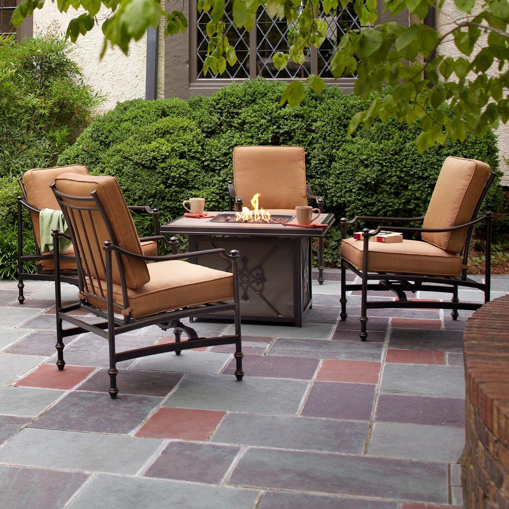 Hampton Bay Niles Park 5-Piece Gas Fire Pit Patio Seating ...