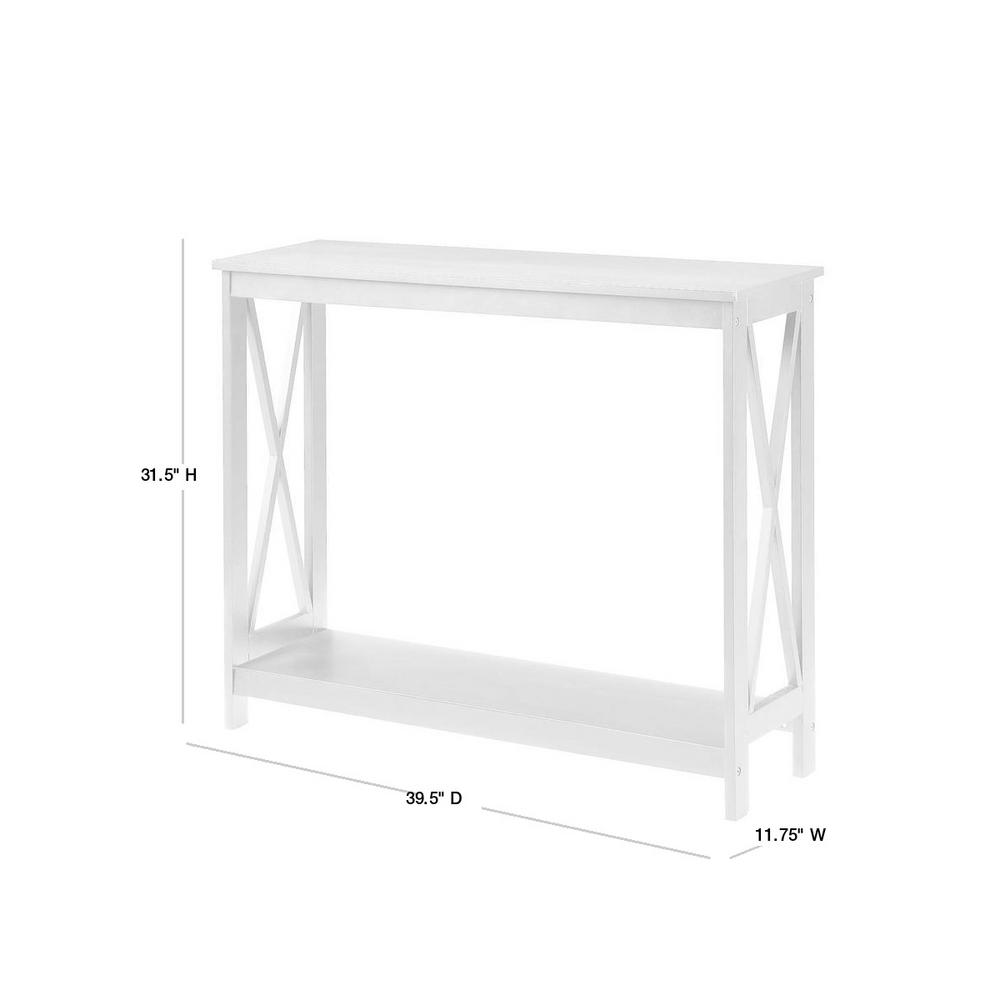 Convenience Concepts Oxford 40 In White Standard Rectangle Wood Console Table With Shelves S20 120 The Home Depot