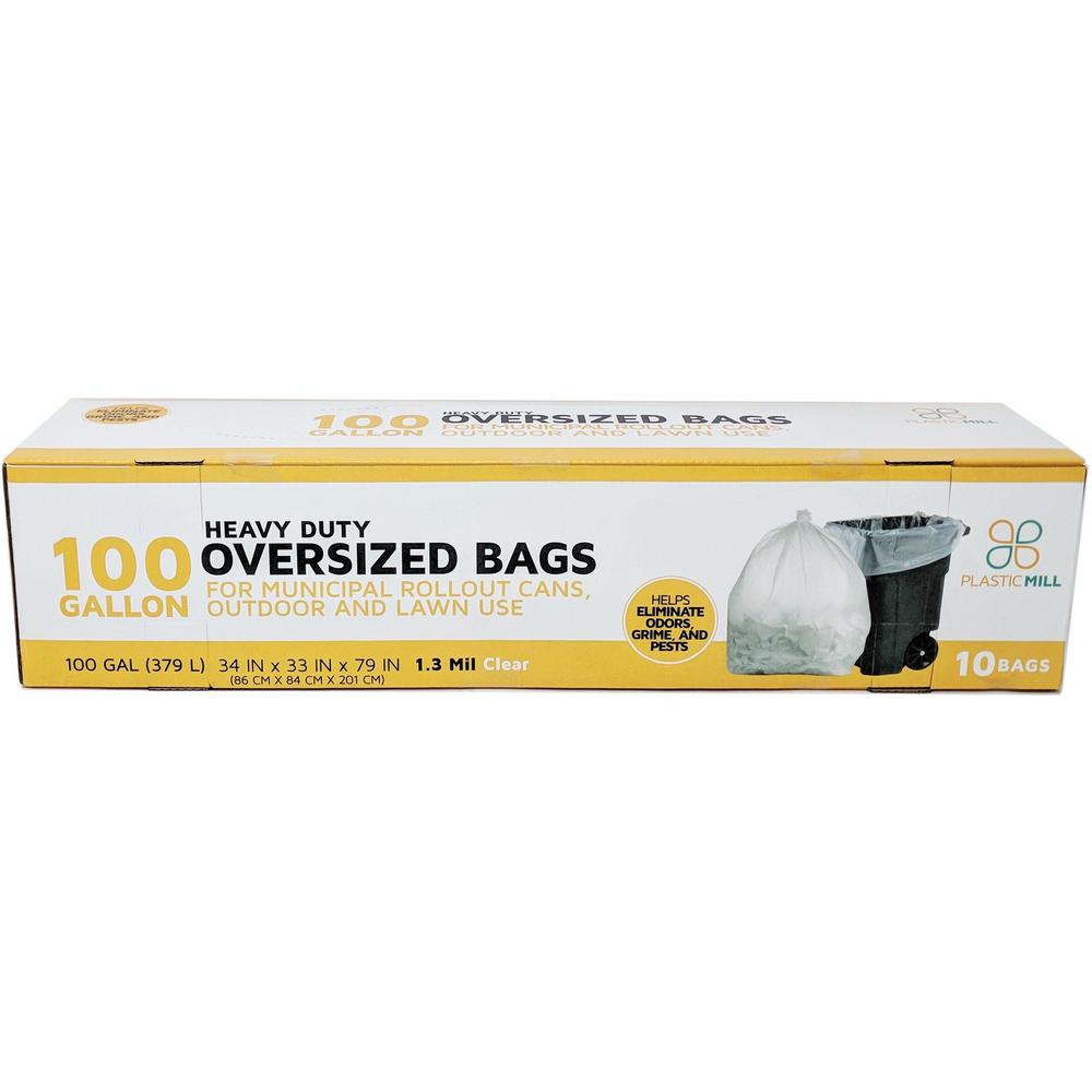 Plasticmill 67 In W X 79 H 100 Gal 1 3 Mil Clear Trash Bags 10 Case