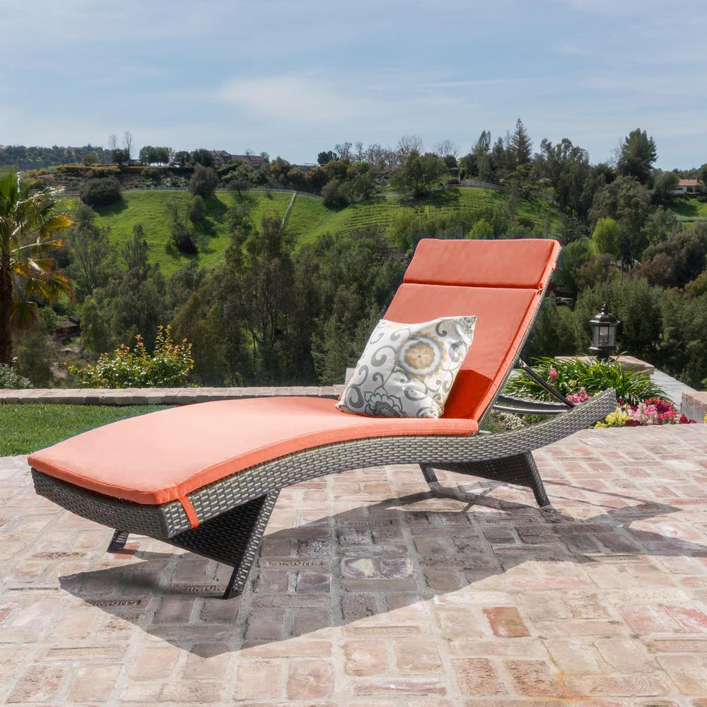 Noble House Miller Grey Armless Wicker Outdoor Chaise ...
