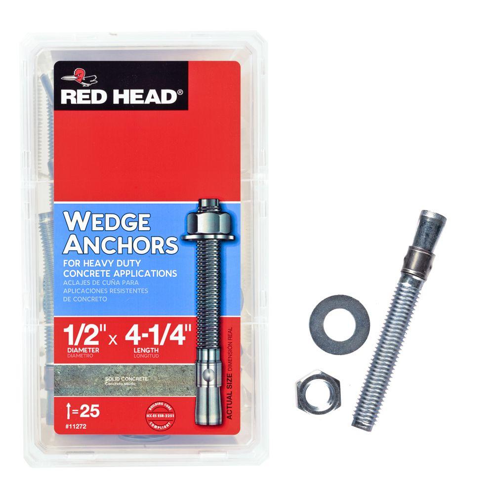 Red Head 1/2 in. x 4-1/4 in. Zinc-Plated Steel Hex-Nut-Head Solid ...