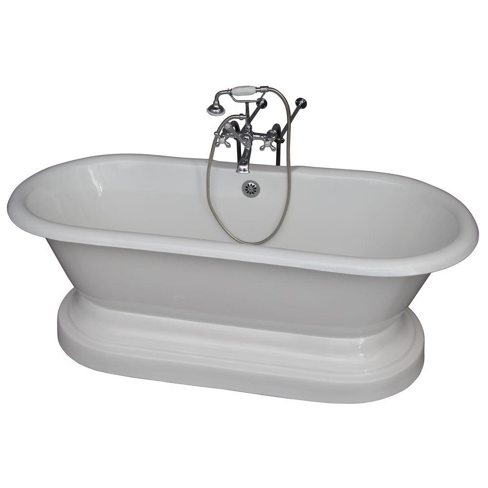 Barclay Products 5.6 ft. Cast Iron Double Roll Top Tub in White with
