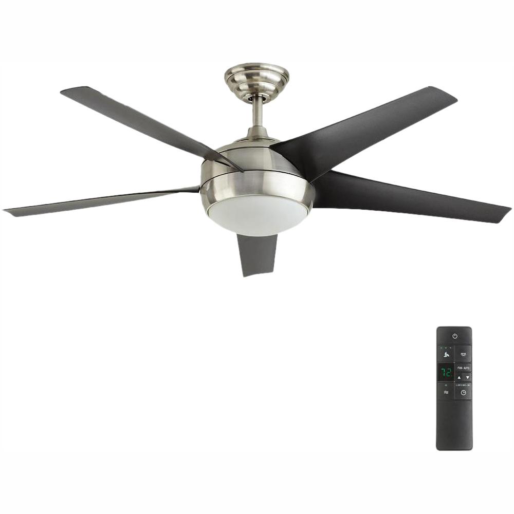 Home Decorators Collection Windward Iv 52 In Led Indoor Brushed Nickel Ceiling Fan With Light Kit And Remote Control 26663 The Home Depot